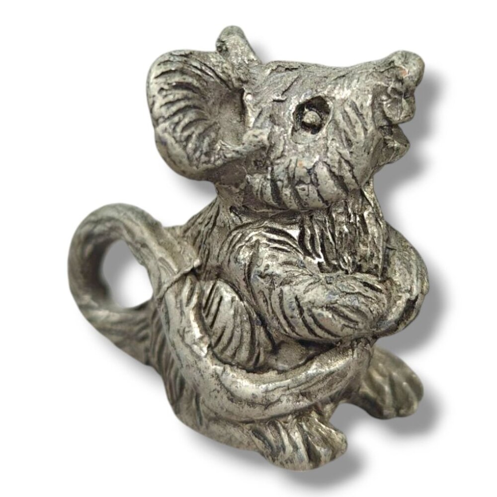 Cast Iron Mouse Figurine 2" Tall Decorative Collectible Rustic Charm